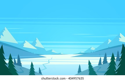 Winter landscape. Vector illustration.