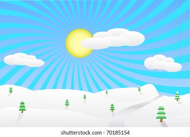 Winter landscape vector illustration