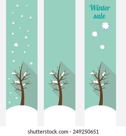winter landscape vector illustration can be used for banner and posters.