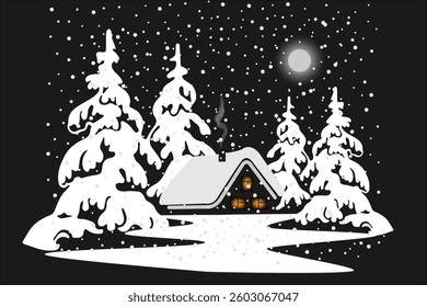 winter landscape vector image night