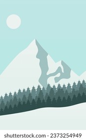 Winter Landscape Wall Art Print. Winter Wall Decor Poster. Printable Snowy Mountains Wall Art Decoration Poster