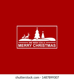 winter landscape with we wish you a merry christmas letter at the bottom of it. 