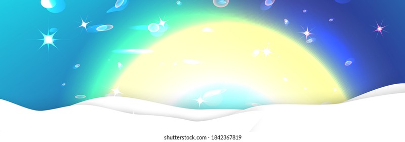 Winter landscape wit sun and northen lights