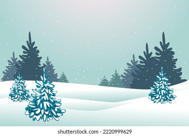 Winter landscape.Landscape with snow-covered fir trees and falling snow, for winter and New Year holidays.