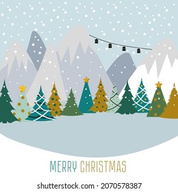 Winter landscapes. Postcards. Vector illustration