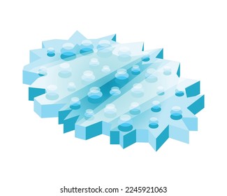 Winter landscaping isometric icon with frozen lake 3d vector illustration