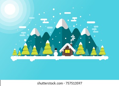 Winter lanscape background vector