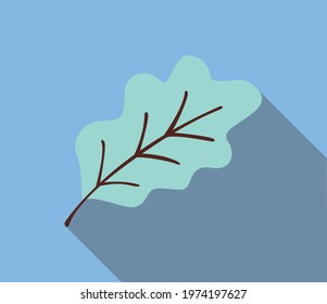 Winter leaf. Wintery garden leaf, frosty leaf. Forest trees, December Christmas tree foliage. Flat isolated vector. EPS10.