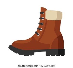 Winter leather boots flat illustration