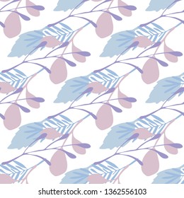 Winter leaves and branches vector seamless pattern on white background. Backdrop flat style for textile or book covers, wallpapers, design, graphic art, wrapping