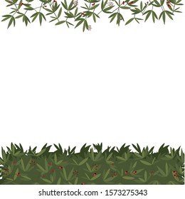 Winter leaves frame design, Merry christmas season decoration card invitation celebration and holiday theme Vector illustration