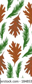 Winter leaves seasonal illustration - seamless pattern