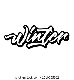 Winter Lettering Black And White