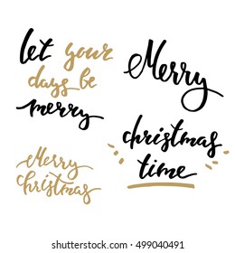 Winter lettering christmas time golden