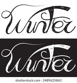 Winter lettering clipart element design. Vector illustration. EPS 10