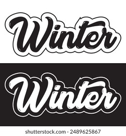 Winter lettering clipart element design. Vector illustration. EPS 10