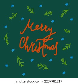Afiche con letras de invierno. Postal con motivos de Año Nuevo. Tarjeta navideña de invierno 2023. Ilustración del vector
