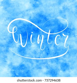 Winter. Lettering. Watercolor vector background