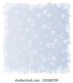 winter light blue background with snowflakes
