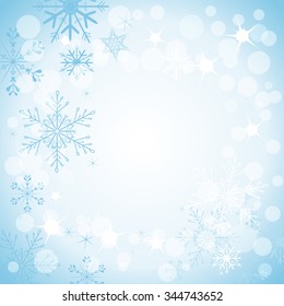 winter light blue background with snowflakes