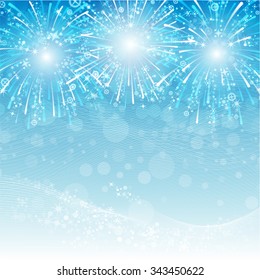winter light Christmas background, fireworks, vector