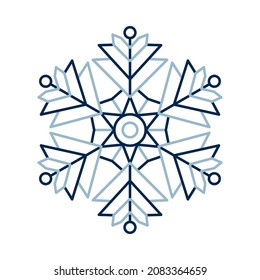 Winter line art snowflake icon, colorful winter holiday ornament, graphic design element. Line icon. Vector illustration isolated on white background
