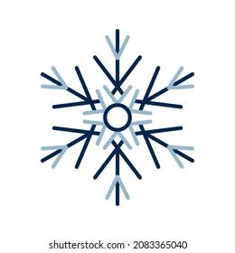 Winter line art snowflake icon, colorful winter holiday ornament, graphic design element. Line icon. Vector illustration isolated on white background