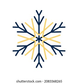 Winter line art snowflake icon, colorful winter holiday ornament, graphic design element. Line icon. Vector illustration isolated on white background