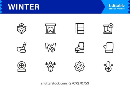 Winter Line Icon Set Featuring Professional Minimal Designs And Unique Seasonal Symbols For Modern Projects And Creative Use