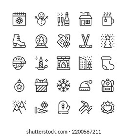 Winter line icons. Outline symbols. Vector line icons set