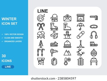 WINTER LINEAL Icons with White Background Free Vector