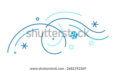 Winter linear element. Holiday filigree border with snowflakes.