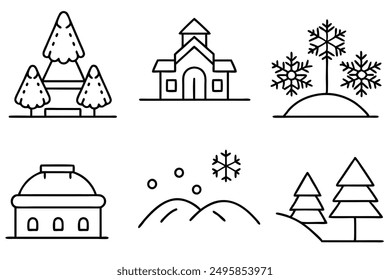 Líneas de invierno arte encantador pueblo de invierno y escenas