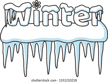 Winter logo decorated with snow and icicles