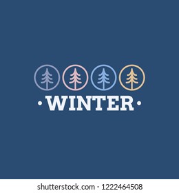Winter logo design with tree icons and custom font.