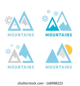 Winter logo templates. Mountain logo set. Vector logos. Mountain icon collection. Mountain logo design elements. Winter vacation. Winter landscape vector