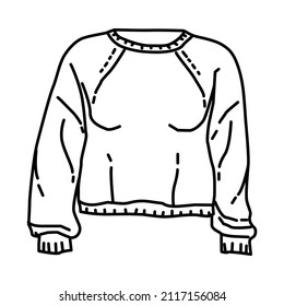 Winter Long Sleeve Top for Women Part of Winter Accessories and Activities Hand Drawn Icon Set Vector.