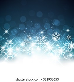 Winter luminous background with snowflakes. Vector Illustration.