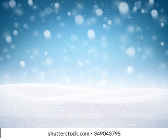 Winter luminous background with snowflakes. Vector illustration.