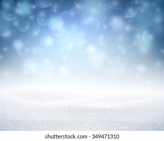 Winter luminous background with snowflakes. Vector illustration.