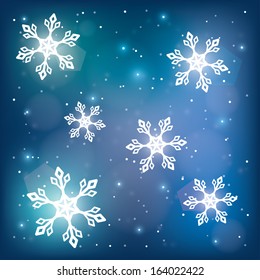winter magic background. snowflakes on blue. vector illustration. eps10