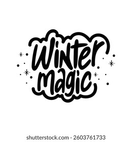 Winter Magic Lettering Vector Design.