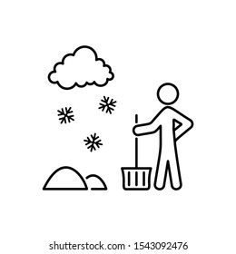 Winter man clean up snow icon. Simple line, outline vector of Christmas icons for ui and ux, website or mobile application