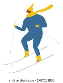 Winter Man Skiing Flat Vector
