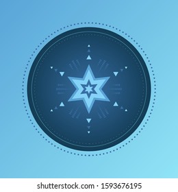 Winter mandala blue ice background