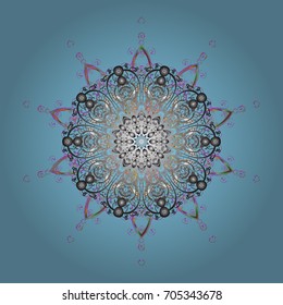 Winter mandala. Snowflake Icon. Snowflake isolated on bkue background. Snowflake Vector illustration.