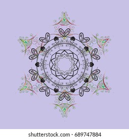 Winter mandala. Snowflake isolated on blue background. Snowflake Vector illustration. Snowflake Icon.