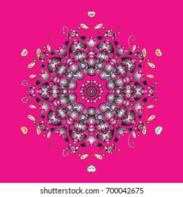 Winter mandala. Snowflake isolated on pink background. Snowflake Vector illustration. Snowflake Icon.