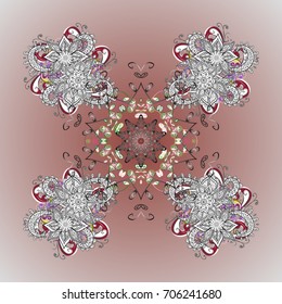 Winter mandala. Snowflake isolated on pink background. Snowflake Vector illustration. Snowflake Icon.