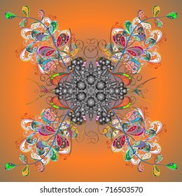 Winter mandala. Snowflake isolated on yellow gradient background. Snowflake Vector illustration. Snowflake Icon.